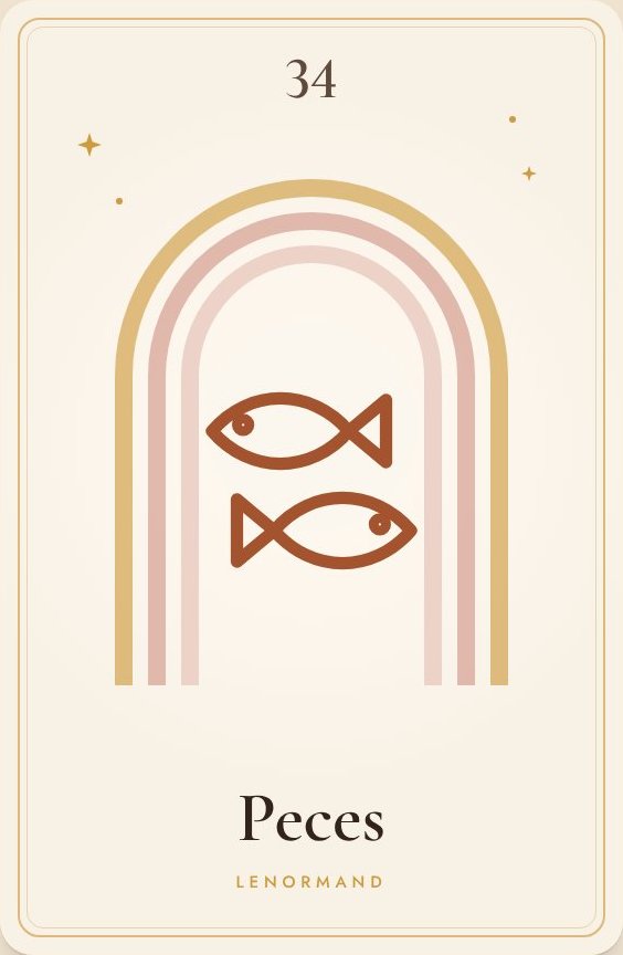 Carta 34 del oráculo Lenormand: Peces